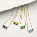 CZ Birthstone Pendant Necklace Bulk Rectangle Birthstone Bar Crystal Diamond Necklace Stainless Steel CZ Birthstone Necklace