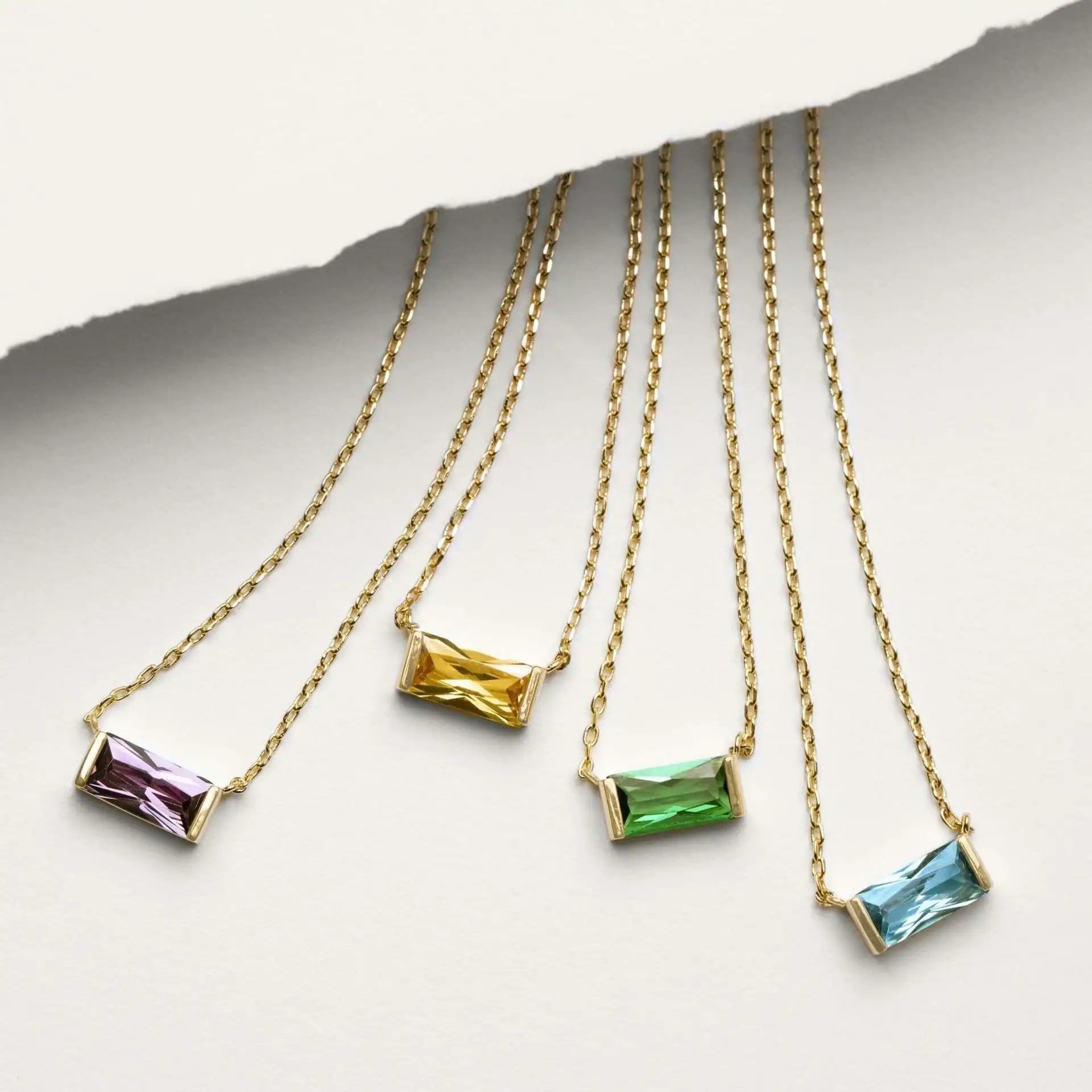 CZ Birthstone Pendant Necklace Bulk Rectangle Birthstone Bar Crystal Diamond Necklace Stainless Steel CZ Birthstone Necklace