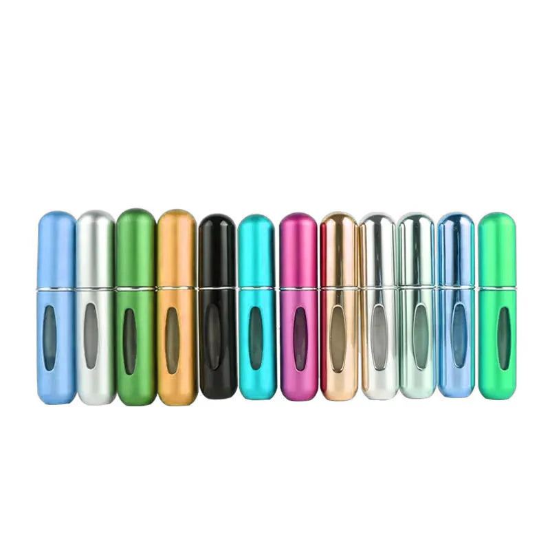 Refillable Mini Aluminum Perfume Atomizer Spray Bottle 5ml Portable Leakproof Travel Essential Accessory Lotion Lipstick