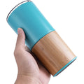 Eco Friendly Bamboo Color Blocking Coffee Mug Cup with Lid BPA Free Water Bottle Custom Logo