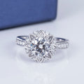 Messi Jewelry 1ct Round Cut 18k Solid Gold  Lab Diamond Women Jewelry Ring Flower Vintage Style