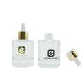 Custom Logo 30ml 50ml Flat Shoulder Essence Packaging Luxury Thick Bottom Hair Oil Serum Glass Dropper Bottle With Box for Oil
