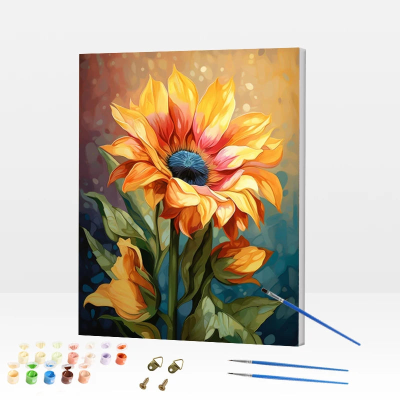 Large Print Sunflower Digital Painting Kit DIY Oil Paint by Numbers for Kids Home Decoration with Flower Subject