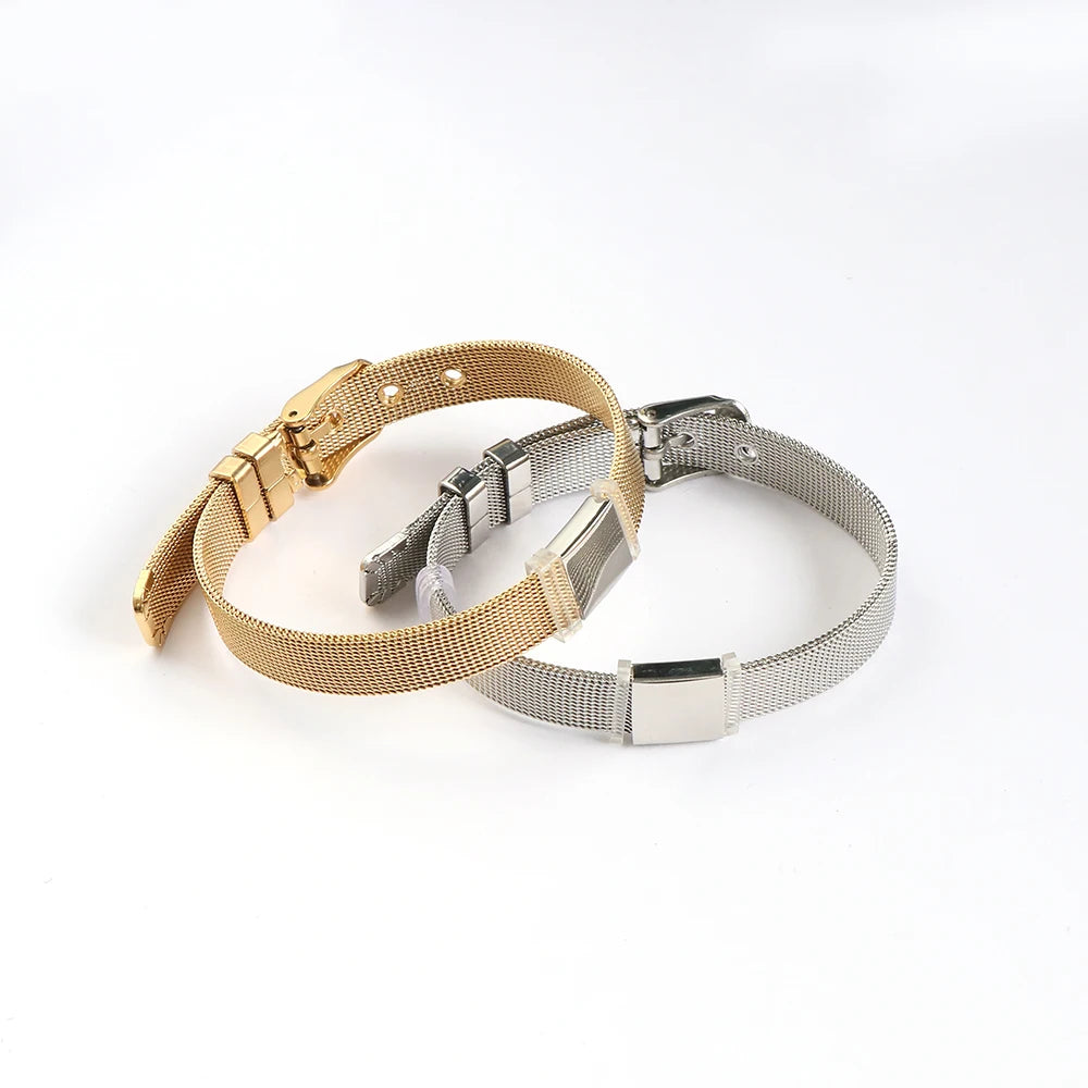 Stylish Stainless Steel Mesh Bracelet Adjustable Bangle Jewelry for Women
