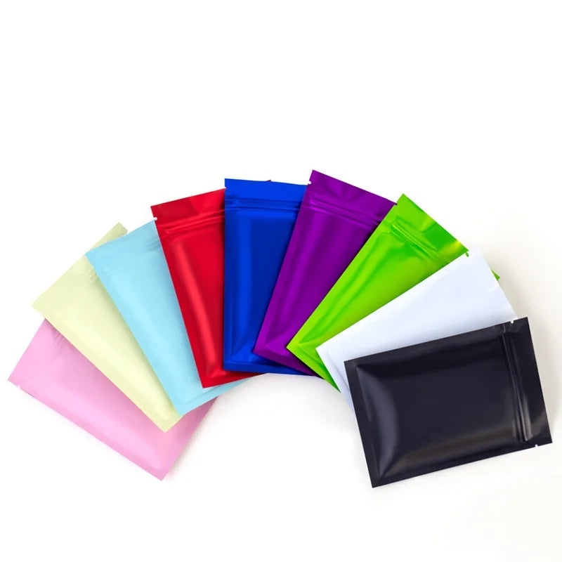 Colored Aluminum Plated 3 Side Sealing Matte Bags Tea Food Packaging Pouch Metal sealed Bags for Pet Food Seed Snack Coffee Bean