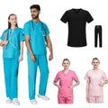 V Neck Cotton and Polyester Elastic Custom logo Hospital Uniforms Scrubs Men Women Unisex Scrubs Uniforms Sets