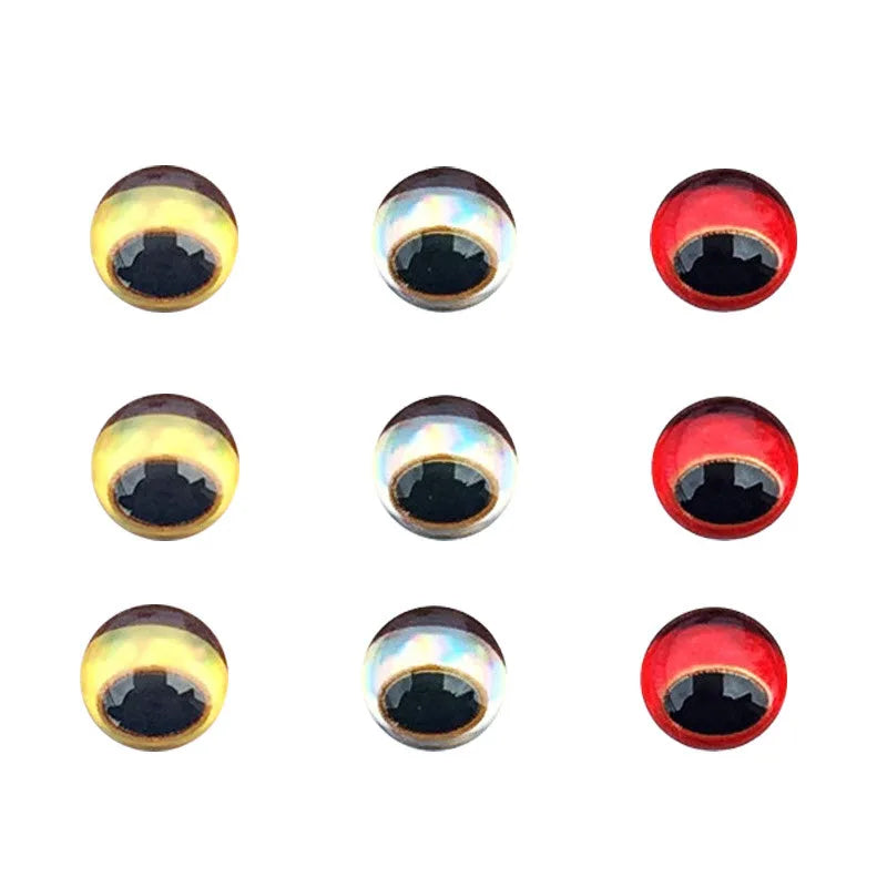 Unpainted Lure Eyes DIY 3mm-6mm 3D Fishing Eyes Sticker Assortment Lure Eyes for Fishing Baits DIY
