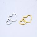 Stainless Steel Double Heart Charm Polished Well DIY Two Connect Heart Accessory for Necklace and Bracelet
