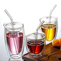 Modern Drinkware Eco-Friendly 350ML 12OZ Double Wall Borosilicate Glass Coffee Mug for Hot/Cold Beverages Coffee Tea Set