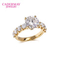 9mm 3CT White D Color Round Moissanite 14K Yellow Gold Ring Luxury Custom Made Solid Gold Engagement Ring 10k 18k Available