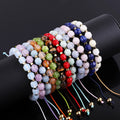 New Design Faceted Gemstone Jade Beads Hematite Stainless Steel Custom Logo Plate Adjustable Macrame Bracelet for Women Jewelry