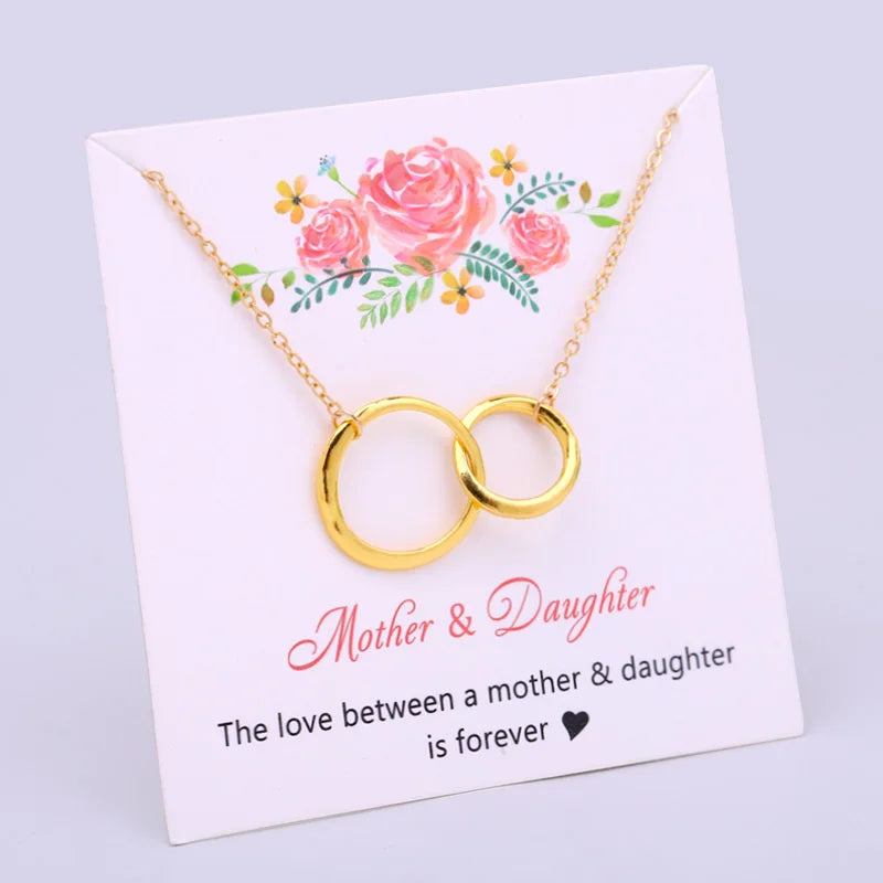 Two Interlocking Connecting Infinity Double Circles Mother's Day Mother Daughter Grandmother Mom Granddaughter Jewelry Necklace