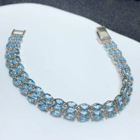 Wholesale Italian Hot Popular 925 Sterling Silver Natural Topaz Healing Charm Bracelet for Couple Love