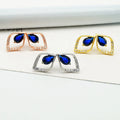 Wholesale Sterling Silver 925 Unique Earring Designs Fancy Blue Zircon Stone Fine Earrings