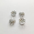 10mm Hollow Filigree Stainless Steel Flower Spacer Bead Loose Pearl Pendant Connectors with End Caps Jewelry Findings Components