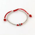 Wholesale S925 Sterling Silver Rope Braided Bracelet for Men and Women 4mm Bead Flower Lucky Red Rope Bracelet Gift