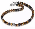 Hot Selling OT Buckler Necklace Stainless Steel Necklace Lava Stone Tiger Eye Gemstone Necklace