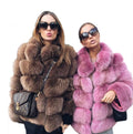 Women's Custom Winter Eco-Friendly Recycled Sustainable Faux Mink Fox Fur Stand Collar Anti-Wrinkle Anti-Shrink Knitted European