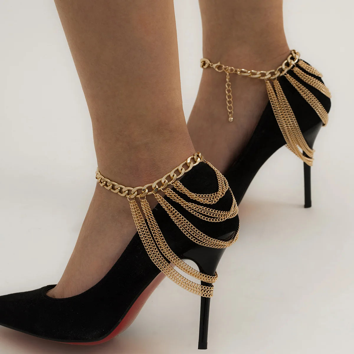 New 1pc Simple Fashion Multilayer High Heel Shoe Chain 18K Gold Plated Anklet Bracelet Beach Jewelry Gift for Women and Girls