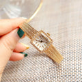 Aimgal New Vintage Quartz Fashion Business Rectangle Luxury Pointer Stainless Steel Watch Diamond-studded Wheat Spike Women's