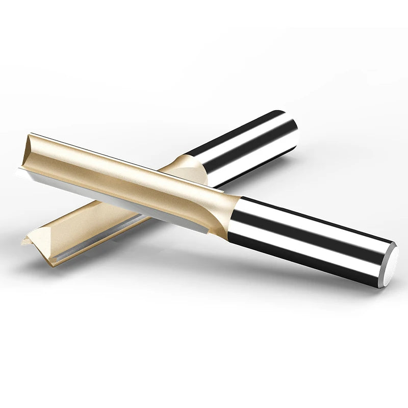 HUHAO 1/2 and 1/4 Inch Shank Two Flutes Straight Cutter Tungsten Wood Router Bit British System for Woodworking Milling Cutter