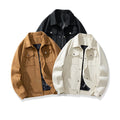 Unisex Classic Design Suede Jacket Men Fashion Blazer Smart Casual Office Wearing Brown Lapel Collar Jacket