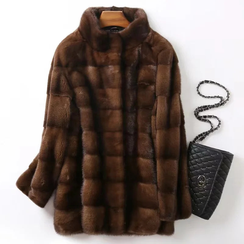 Europe Denmark Mink Fur Coat Supper Quality Winter Women Classic Real Mink Fur Coat