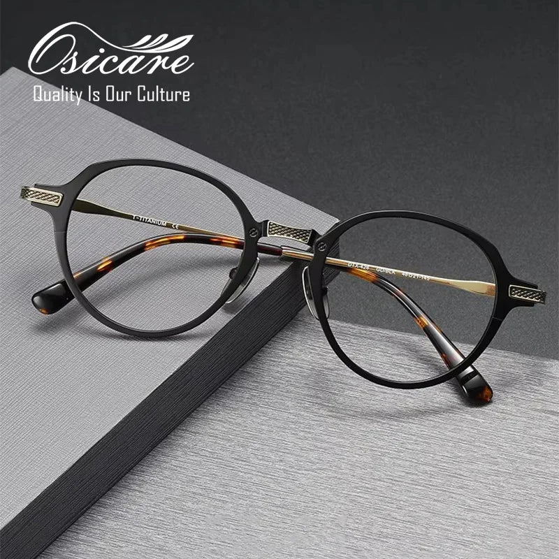 Private Label Optic Titanio Acetato Men Vintage Carved Eyewear Lunette Mixed Pure Titanium Eyeglass Spectacle Glasses Frame