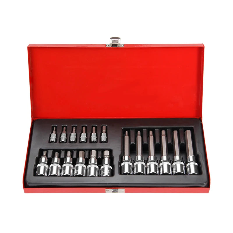 Hot Sales 18 Pcs Crv 1/2" 1/4" Torx Pressure Deep Bit Spline Socket Set