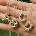 Women's Fashion 18k Gold-Plated Balloon Bubble 26 English Letter Texture Pendant necklace