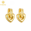 Non Tarnish Chunky Fashion Valentine Gift Women Jewelry Gold Plated Dangle Drop Stainless Steel Heart Earrings
