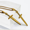 Punk Gothic Biker Dagger Knife Charm Necklace 40mm Stainless Steel Knife Daggers Charm Pendant Gold Sword Necklace for Men