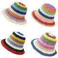LN01 Summer New Fashion Bohemia Style Roll up Beach Hats Women Luxury Handmade Crochet Straw Bucket Hats Sun Proof Straw Hat