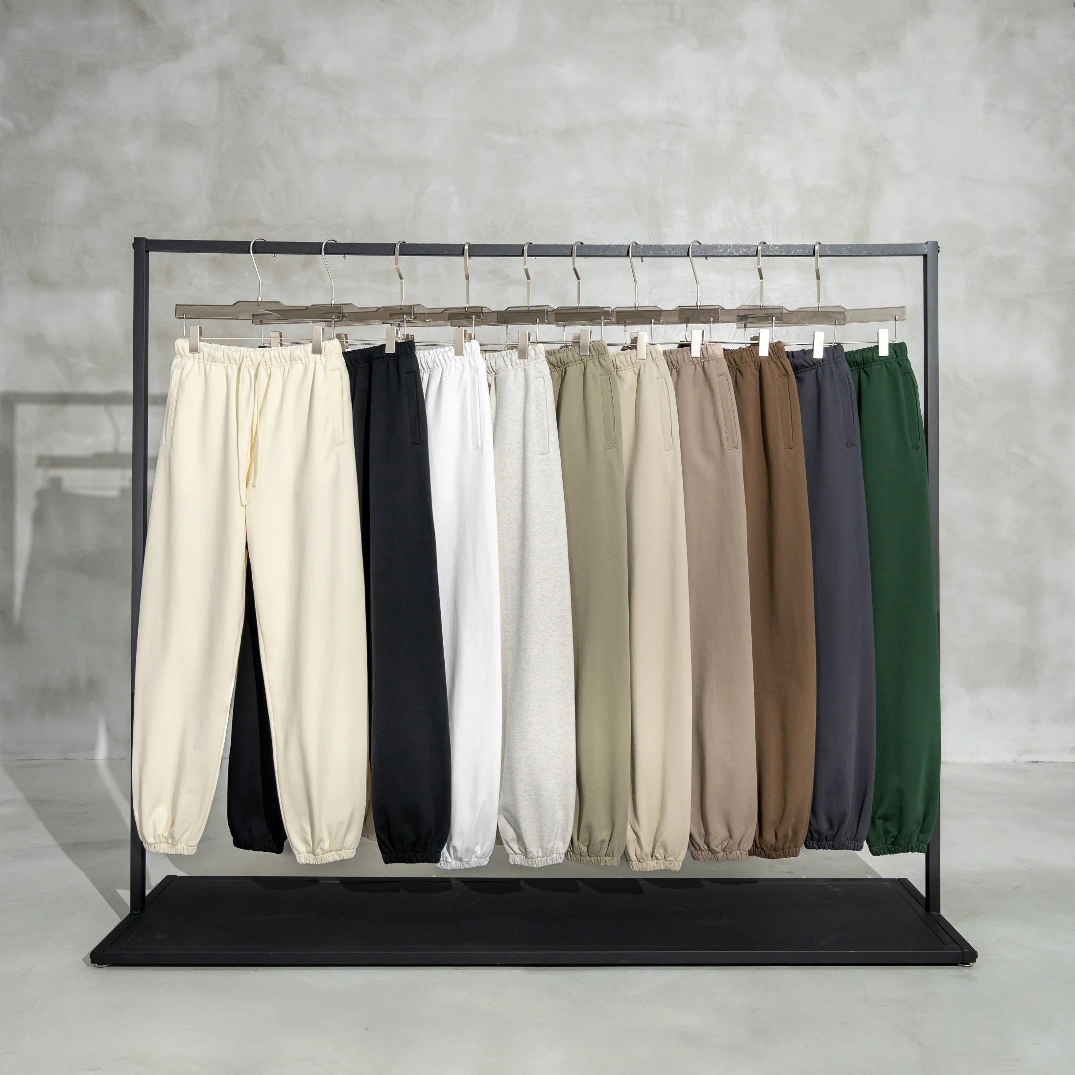 Custom Heavyweight 400G Solid Color Drawstring Terry Pants Basic Sports Thin Casual SweatPants