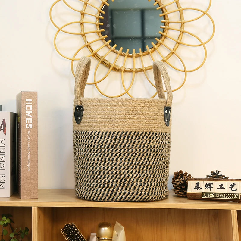 Zuijia Eco-friendly Home Storage & Organization Storage Containers Cotton Jute Rope Plant Basket With Handle