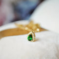 Daily Wearing S925 Gold Plating Green Zircon Emerald Teardrop Pendant Necklace
