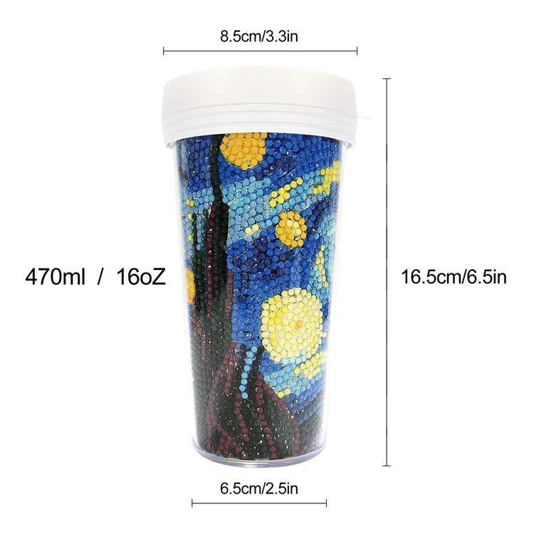 New Creative Crafts Portable 470 Ml Plastic Tumbler Diy Diamond Painting Drink Bottle for Adults Kids
