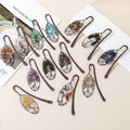 Hot Selling 7 Chakra Crystal Metal Bookmark Retro Design Copper Bronze Tumbled Chips Stone Bookmark