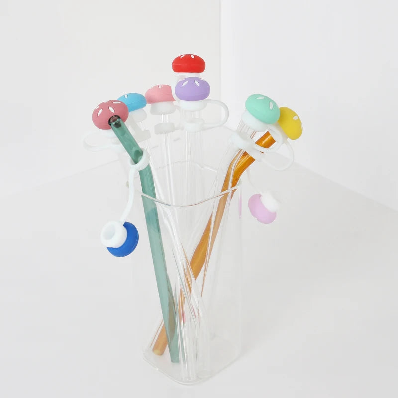 NEW Big Size Mushroom Design Silicon Straw Covers Toppers 3D Silicone Straw Caps Hats for Tumblers Cups 10mm Straw
