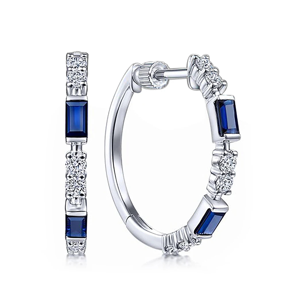 CAOSHI Fashion Jewelry Wholesale Blue Tiny CZ Hoop Earrings Woman Korean Girls Elegant Blue Hoop Earring Silver