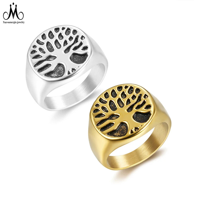 Fashion Men's Ring Jewelry Customized Signet Ring Stainless Steel Viking Tree of Life Ring for Man
