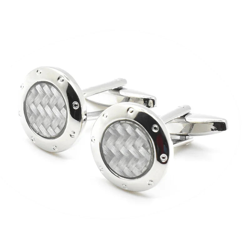 Wholesale Carbon Fiber Fabric Elegant Cufflinks Custom Men's Suit Shirt Fashion Accessory Wedding Tuxedo Trendy Jewelry Gift