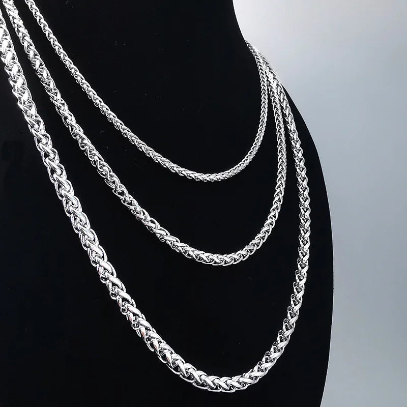 Simple Multi-size Stackable Accessories Non-fading Stainless Steel Necklace Dragon Bone Chain Necklace for Women Men
