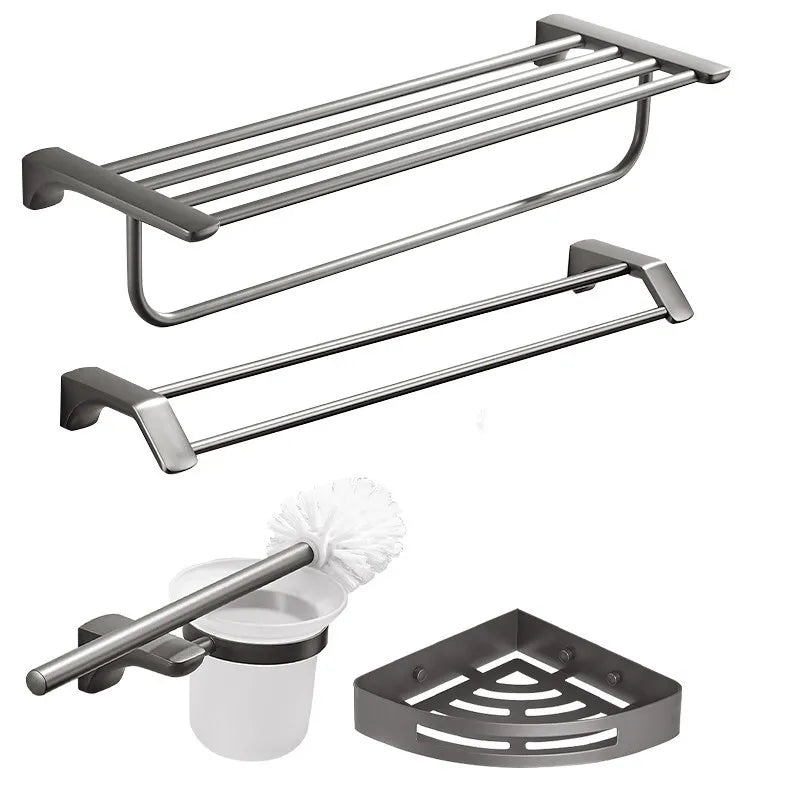 Gun Grey Modern Chrome Shower Kits with Easy Installation Stainless Steel Bathroom Hardware Accessories Set