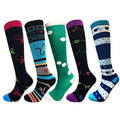 Custom Logo Winter Floral Fashion Colorful Nurse Compression Knee High Sports Socks 20-30mmhg for Women