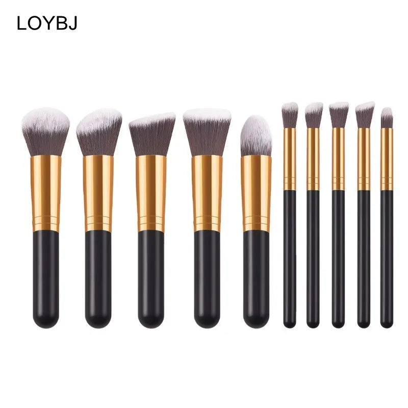 10Pcs Portable Travel Makeup Brushes Set Vegan Soft Nylon Hair Plastic Handle Cosmetic Powder Foundation Contour Smudge Brush MegaBDM