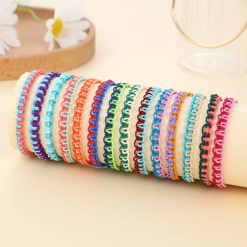 Holiday Summer Pulsera Colored Thread Rope Braided Bracelet Handmade Woven Bracelet for Women