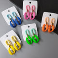Blue Casual Jewelry New Fluorescent Color Fashion Macaron Color Cherry Blossom Pink FS Sweet Girl Chain Acrylic Earrings Women