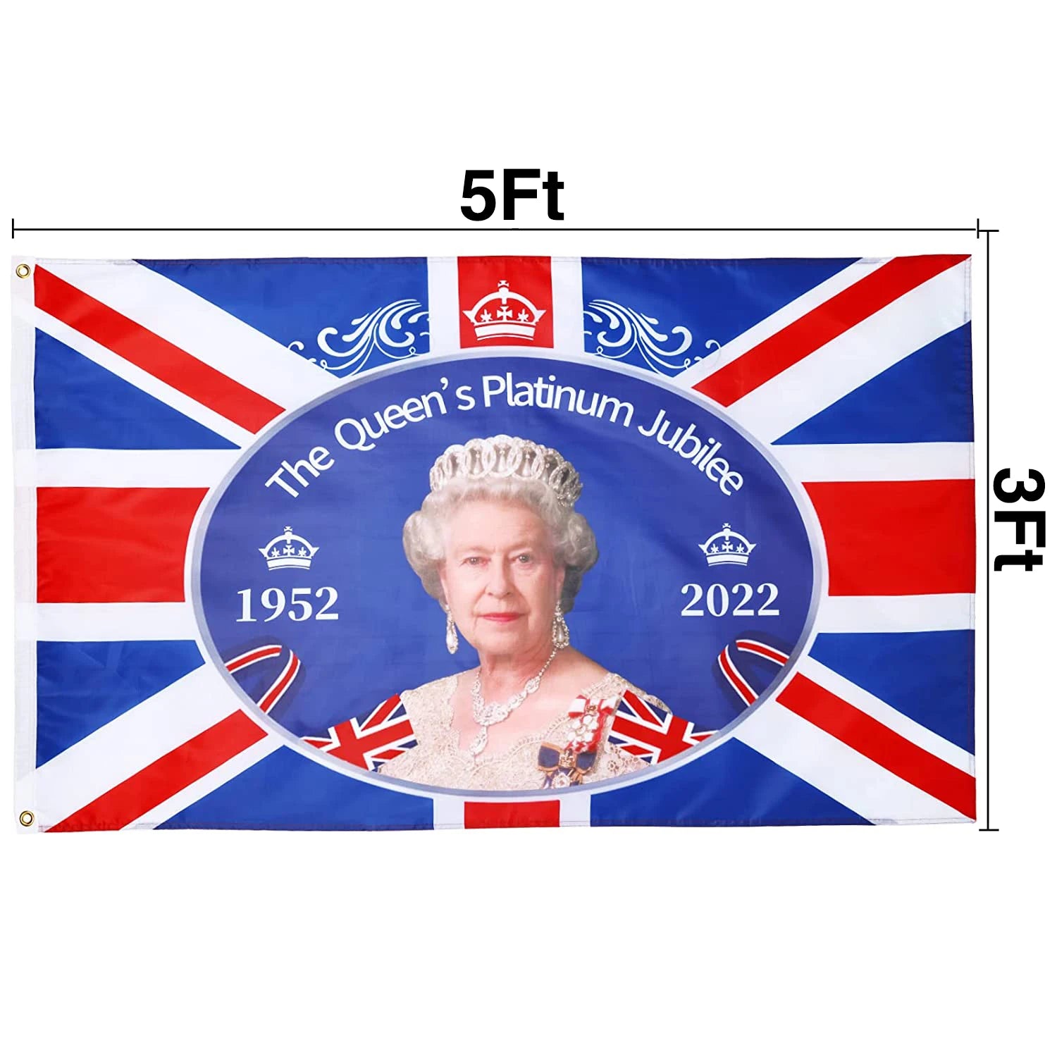 2026 3X5FT UK Queens Flag Double Side Decoration Queen Elizabeth ll Platinum Jubilee Flag For British Festival