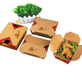 Custom Logo Thickened Kraft Paper Food Box - Disposable Slotted & Foldable for Burger Sushi Chicken French Fries